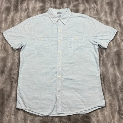 Izod Shirt Mens Large Blue Striped Saltwater Classics Relaxed Beach Chambray - Image 1 of 4