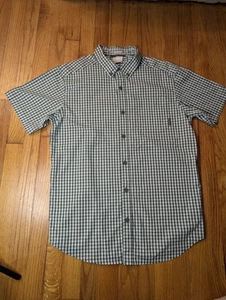Columbia Adult Short Sleeve Button Shirt M Green Plaid Gingham Casual - Picture 1 of 4
