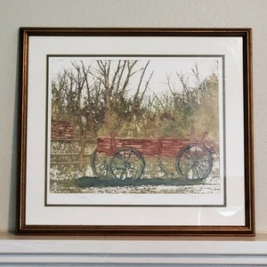Vintage Watercolor Print Old Wood Cart Ltd 4/150 Signed Mardy Sedentary II 1980 - Picture 1 of 7