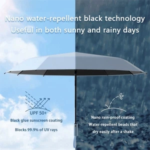 Gradient Color Rain Umbrella Double Keel Vinyl Folding Umbrella  Travel - Picture 1 of 17