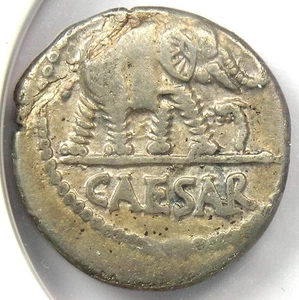 Julius Caesar AR Denarius Silver Elephant Roman Coin 49 BC - Certified NGC VF - Picture 1 of 4