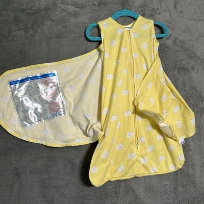 Manta portátil Halo Safe Dreams con envoltura NB amarillo elefantes dormir Foto 1 de 4