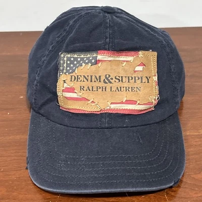 Sombrero vintage de mezclilla y suministros Ralph Lauren desgastado de fábrica bandera americana azul Foto 1 de 4