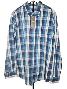LEE Men’s XL Blue Plaid Flannel Shirt Long Sleeve Button Down NWT Casual Western - Picture 1 of 12
