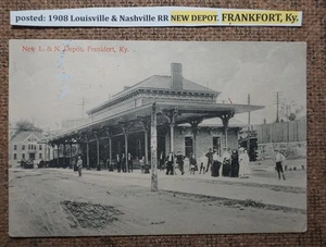 publicado: 1908 Louisville & Nashville RR NUEVO DEPÓSITO. LITOGRAFÍA POSTAL FRANKFORT, Ky. - Imagen 1 de 2