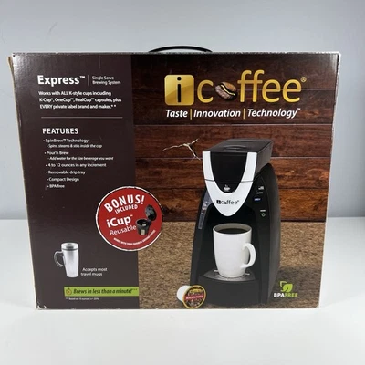iCoffee RSS100-EXP SpinBrew Silber und Schwarz Einzelportion Kaffeemaschine Neu Geöffnet - Bild 1 von 4