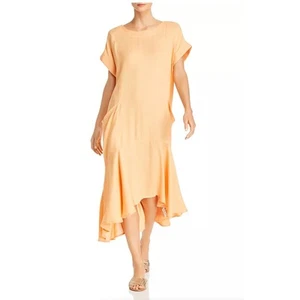 Free People Crisp & Cool Linen Blend Oversized Scoop Back Comfy Peach Dress M - Picture 1 of 11