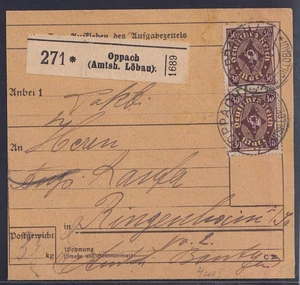 75841) OPPACH (AMTSH. LÖBAU) Sajonia Mi.-Nr. 208 MeF en tarjeta de paquete - Imagen 1 de 2