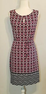 Liz Claiborne schönes mehrfarbiges Muster ärmelloses Crew-Ausschnitt-Mantelkleid - Bild 1 von 5