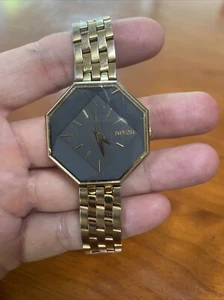 NIXON Capulet Octagon Gold x Black Analog Stainless Steel Quartz Wristwatch - Picture 1 of 6