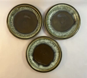 Set of 3 Vintage Pfaltzgraff Green Drip Glaze 6 3/8” Dessert Plates - Picture 1 of 5