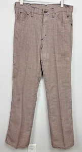 Vintage 60s LEVIS Black Label Big E Sta-Prest Pants USA Herringbone Maroon Blue - Picture 1 of 16