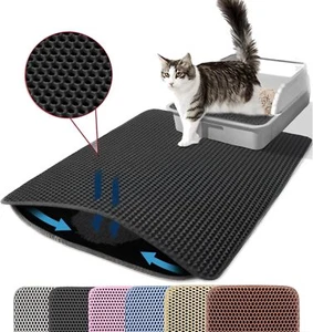 30x22 Inch Honeycomb Cat Litter Mat, Non-Slip Waterproof, Black - Picture 1 of 7