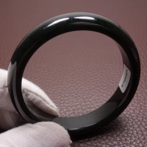 58,5 mm zertifiziert natürlich schwarz grün Hetian Nephrit Jade Armband Armreif Y4675 - Bild 1 von 10