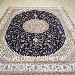8'x10' Handmade Silk Blue Rug Traditional Medallion Indoor Villa Carpet 1269