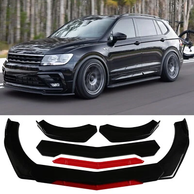 Alerón divisor de labios parachoques delantero deportivo negro + rojo para VW Tiguan Limited 07-22 Foto 1 de 4