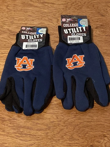 2 Pairs Of New Auburn Tigers Utility Gloves Forever Brand Warm Stitched Logo Cover