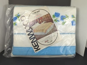 Vintage Chatham Blanket Polyester Satin Trim Kenwood Venus Rose NOS blue 72"x90" - Bild 1 von 9