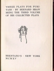 THREE PLAYS FOR PURITANS Bernard Shaw HB 1906 Devils Disciple Caesar & Cleopatra - Picture 1 of 3