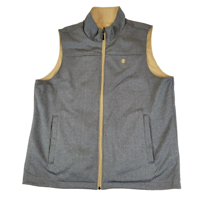 Izod Reversible Beige Gray Vest Mens Med Full Zip Pockets Outdoors Golf - Image 1 of 4