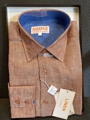 NWT INSERCH Mens Long Sleeve New Copper Color Shirt 100% Linen Size 6XL - Image 1 of 4
