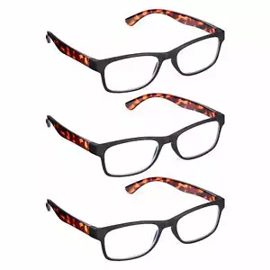 Lesebrille für Männer & Frauen, Wert 3er-Pack +1,0 - +3,5, schwarz & unfehlbar Leser - Bild 1 von 49