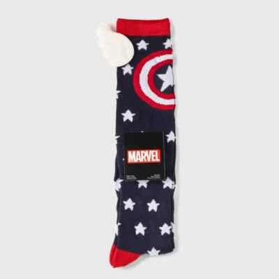Marvel Captain America Knee High Socks Navy Blue Shoe Size 4-10 Juniors' 2 pairs - Image 1 of 4