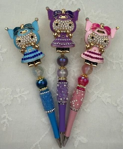 Custom Kuromi bling pens!! Luxury Inspired Gift.Basket filler. Journal. Collect! - Picture 1 of 23