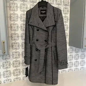 Guess Women’s Trench Coat Size Small Gray Double Breasted - Picture 1 of 17