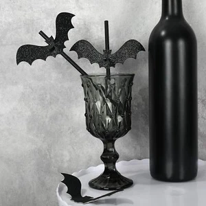 Whaline Halloween Paper Straws Glitter Bat Disposable One Size, Black  - Picture 1 of 7