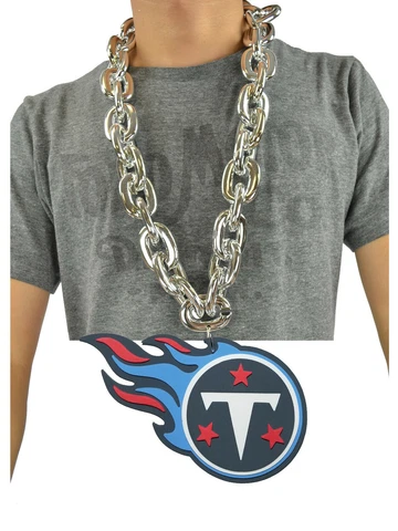 New NFL Tennessee Titans SILVER Fan Chain Necklace Foam Made in USA Cover