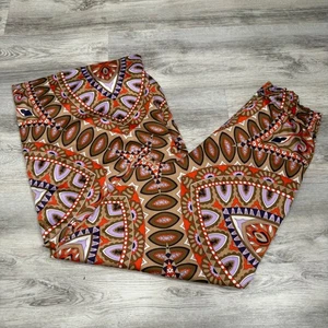 Rachel Zoe Wide Leg Palazzo Pants Geometric Print Brown Purple Orange Size M - Picture 1 of 12