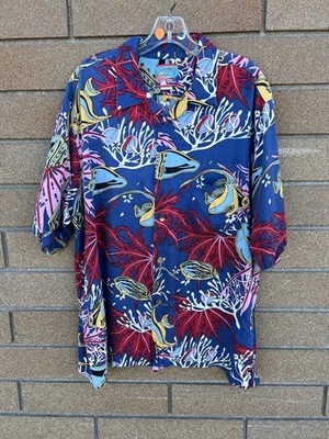 Mens Reyn Spooner Joe Kealuhas Rayon Underwater Print Hawaiian Shirt XL - Image 1 of 4