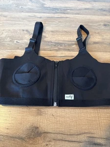 Motif Nursing Bra Zip Front Open Nipples Pumping Adjustable XS S M L Black - Picture 1 of 9