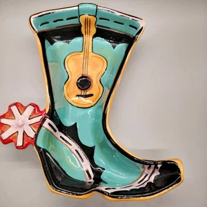 Bunte Westernstiefel Schale Ton Kunst Dekor - Servieren - 8,5" - Bild 1 von 5