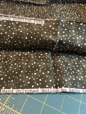 Green Snow Dot Fabric Moda Hand Stitched Holiday Kathy Schmitz Cotton Quilt 1Y - Image 1 of 4