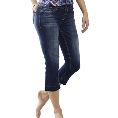 Jeans Seven7 ajustados rectos recortados talla 4 nuevos $64 azul oscuro Sonja 21" ins elásticos Foto 1 de 4