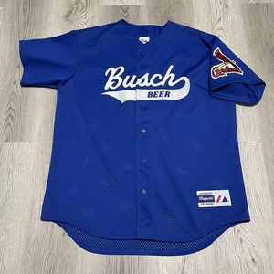 Vintage St Louis Cardinals Trikot Erwachsene groß blau Busch Bier Promo 90er hergestellt in den USA - Bild 1 von 8