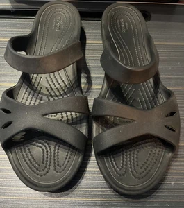 Crocs Kelli Iconic Strappy Slides Sandals Black Women's Size 9 US 203991 - Picture 1 of 8
