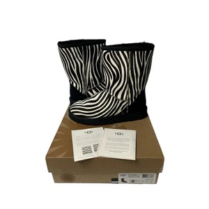 UGG Classic Short Exotic Zebra Print Boots Black and White Calf Hair Women’s 8 - Picture 1 of 13