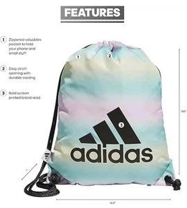 NWT Adidas Ready Sack Pack Gradient Flash Aqua Black Pink Ombre Striped Bag - Picture 1 of 16