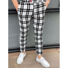Men's Casual Striped Long Trousers Office Slim Fit Business Fashion Skinny Pants
