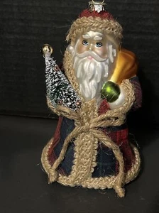 Santa Claus Father Christmas In Flannel Plaid Coat , Brush Bottle Tree - Picture 1 of 9