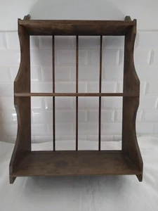 Antique 3 tier shelf with plate grove. Dark wood/handmade? - Picture 1 of 9