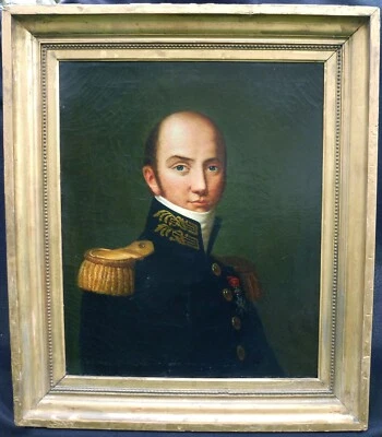 Portrait d'Homme Officier Epoque Charles X Huile/Toile XIXème siècle - Photo 1/4