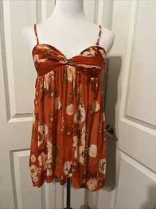 Neu mit Etikett Free People Damen-Tunika rot Blumenmuster transparenter Body Hi-Lo Gr. XS Cami neu - Bild 1 von 13