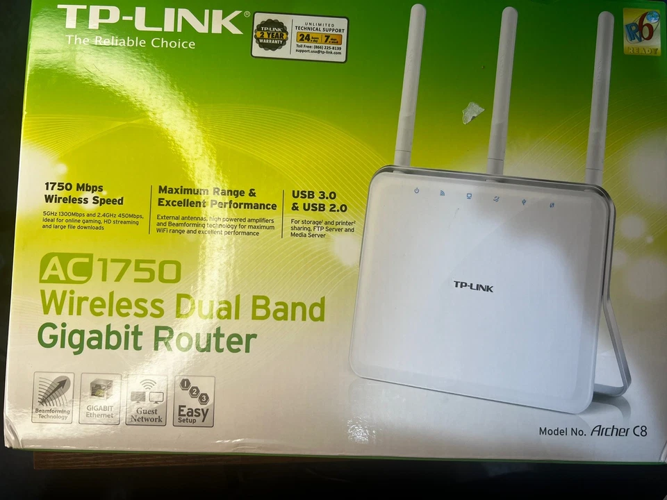 TP-LINK Archer C8 AC1750 Wireless Dual Band Gigabit Router - Image 1 of 1