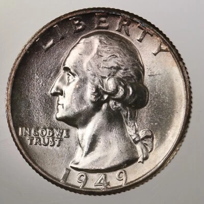Raw 1949 Washington 25C Uncertified Ungraded Silver Quarter Coin - Image 1 of 4