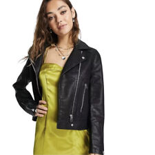TOPSHOP Black Moto Faux Leather Jacket Women’s Size 4