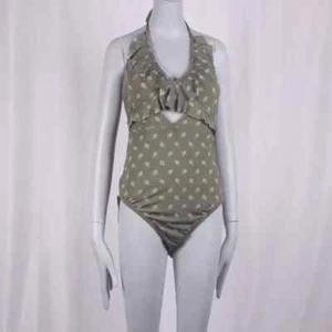 Garnet Hill Olive Green Floral One Piece Swimsuit Size 14 - Picture 1 of 5